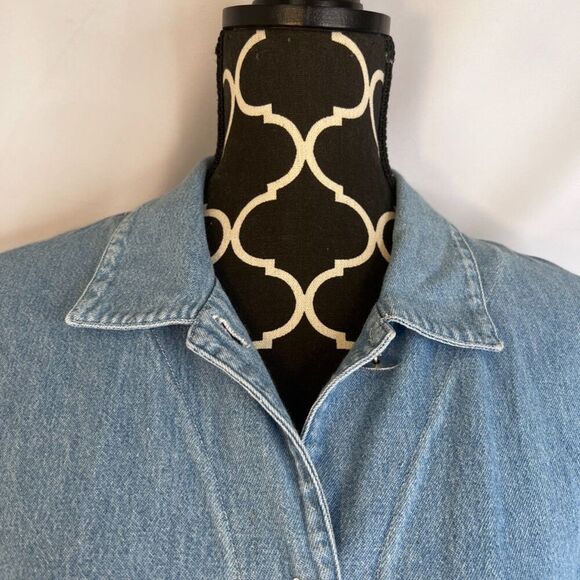 Vintage Southwestern Button Down Denim Blue Shirt Embroidered Pockets Sz LG/XL - Picture 3 of 9